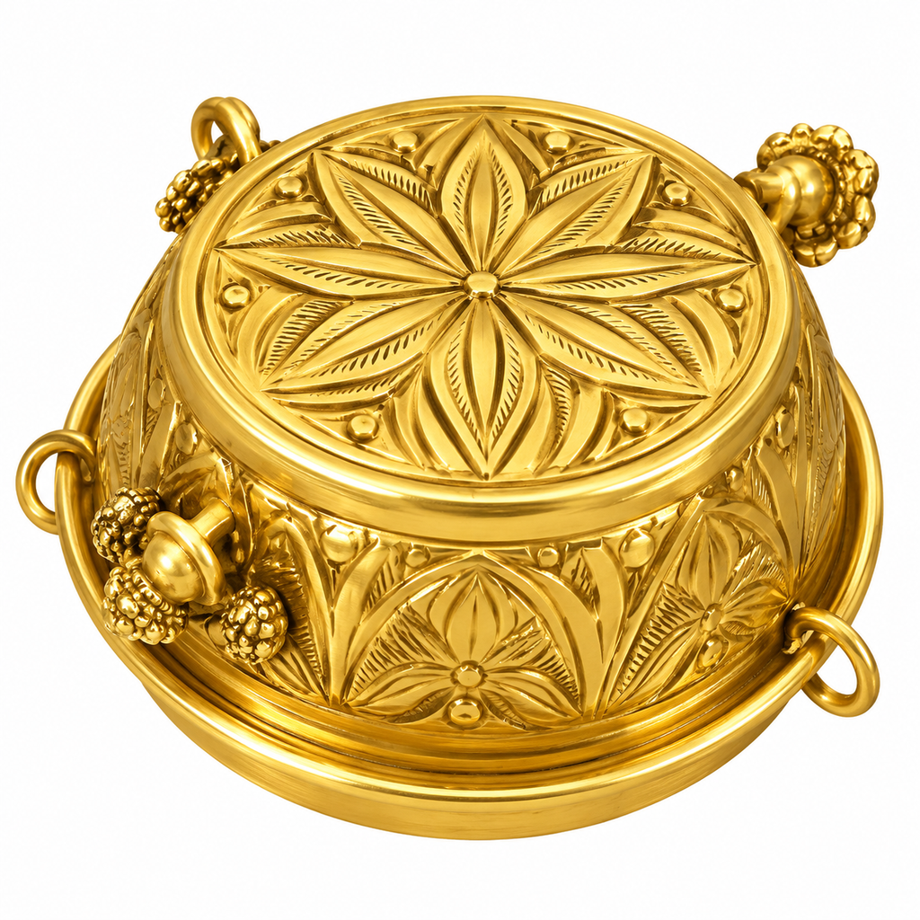 Brass Decorative Pooja Bowl with Lid