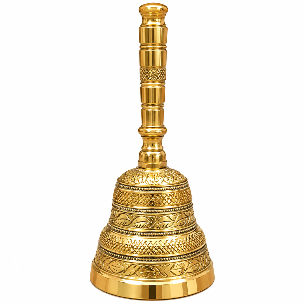 Premium Pure Brass Pooja Bell Traditional Hindu Temple Bell for Daily Puja, Aarti & Home Temple