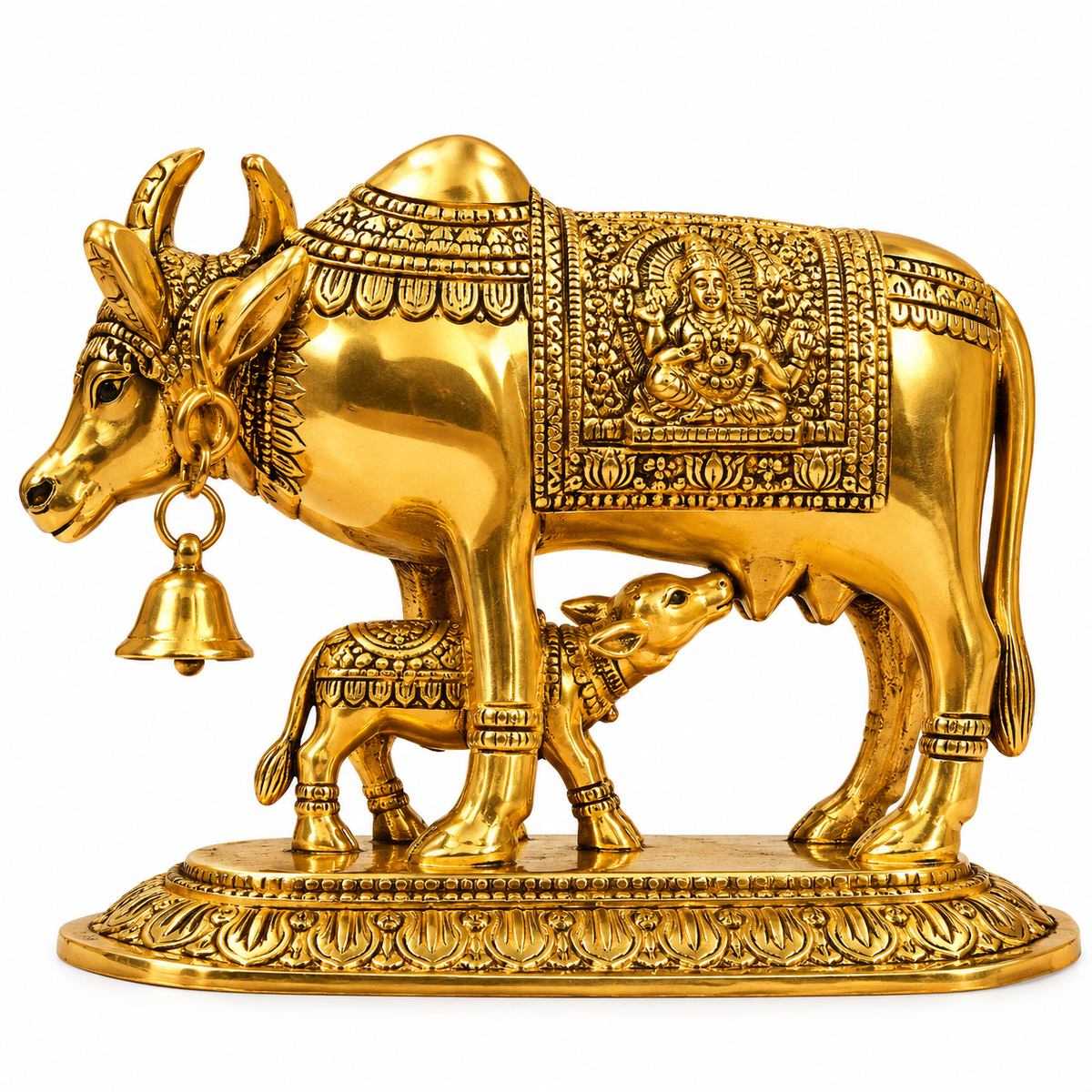 Premium Brass Kamdhenu Cow and Calf Statue