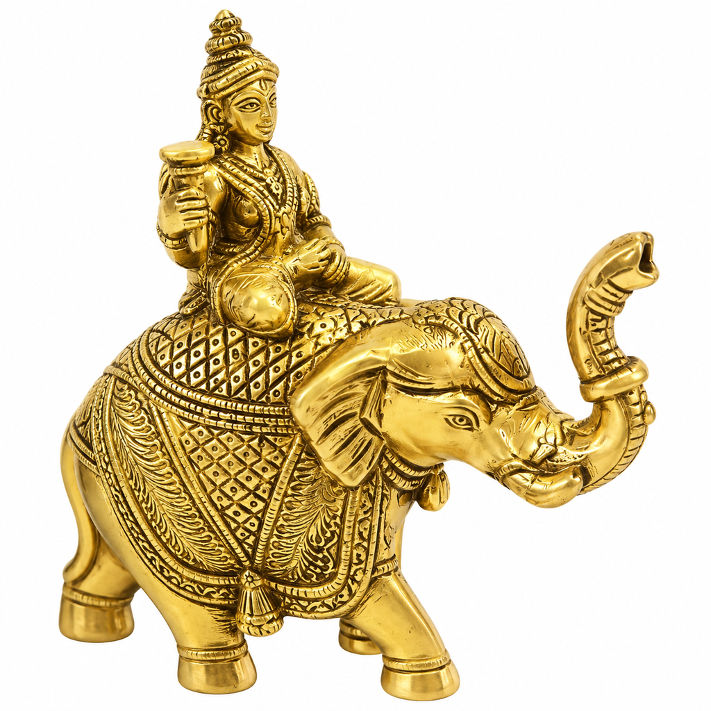Gaj Lakshmi Brass Murti for Pooja & Home Décor
