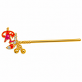 Designer Golden Bansuri with Red Stone