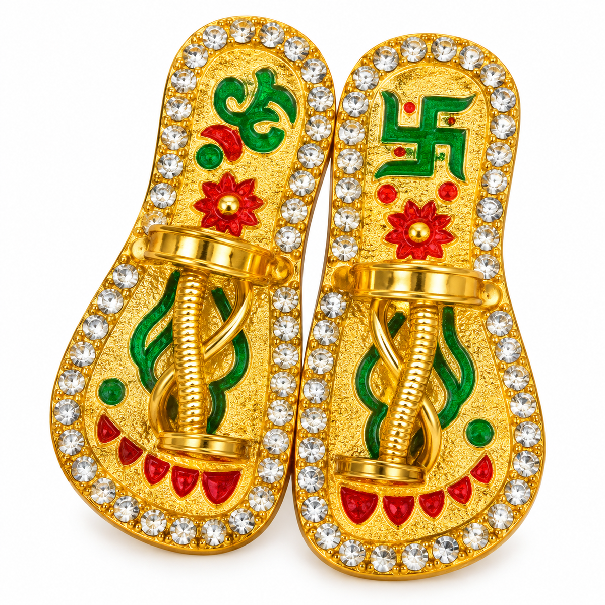 Premium Laddu Gopal Charan Paduka with Diamond-Style Stone Work |