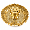 Premium Brass Agarbatti Stand with Decorative Pooja Plate