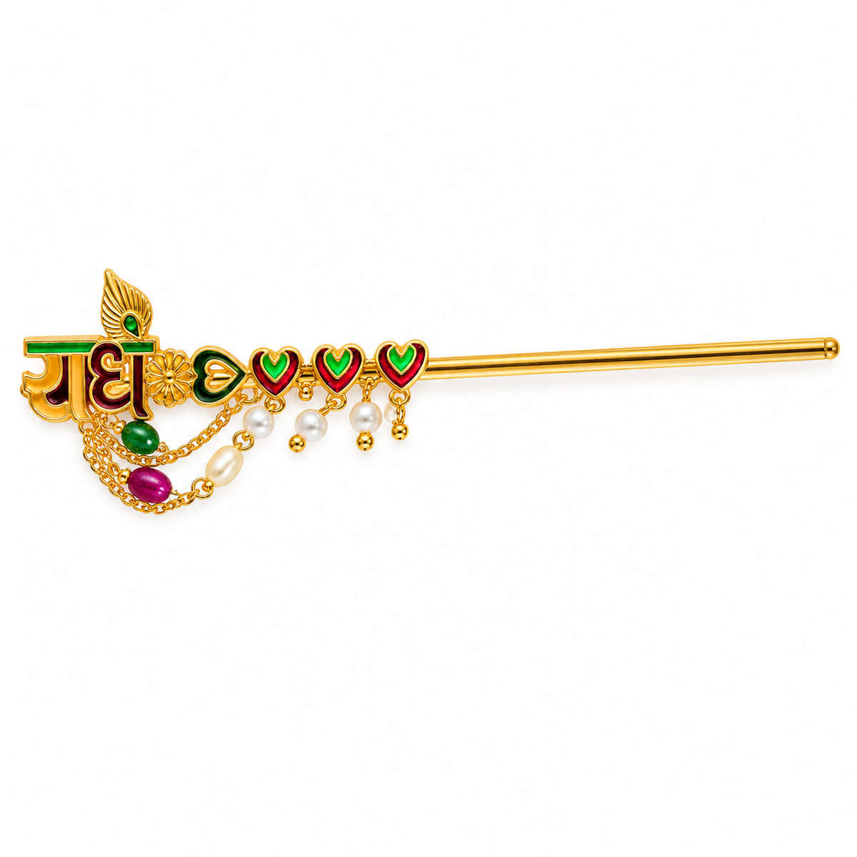 Radha Name Golden Bansuri for Laddu Gopal & Kanha Ji Shringar