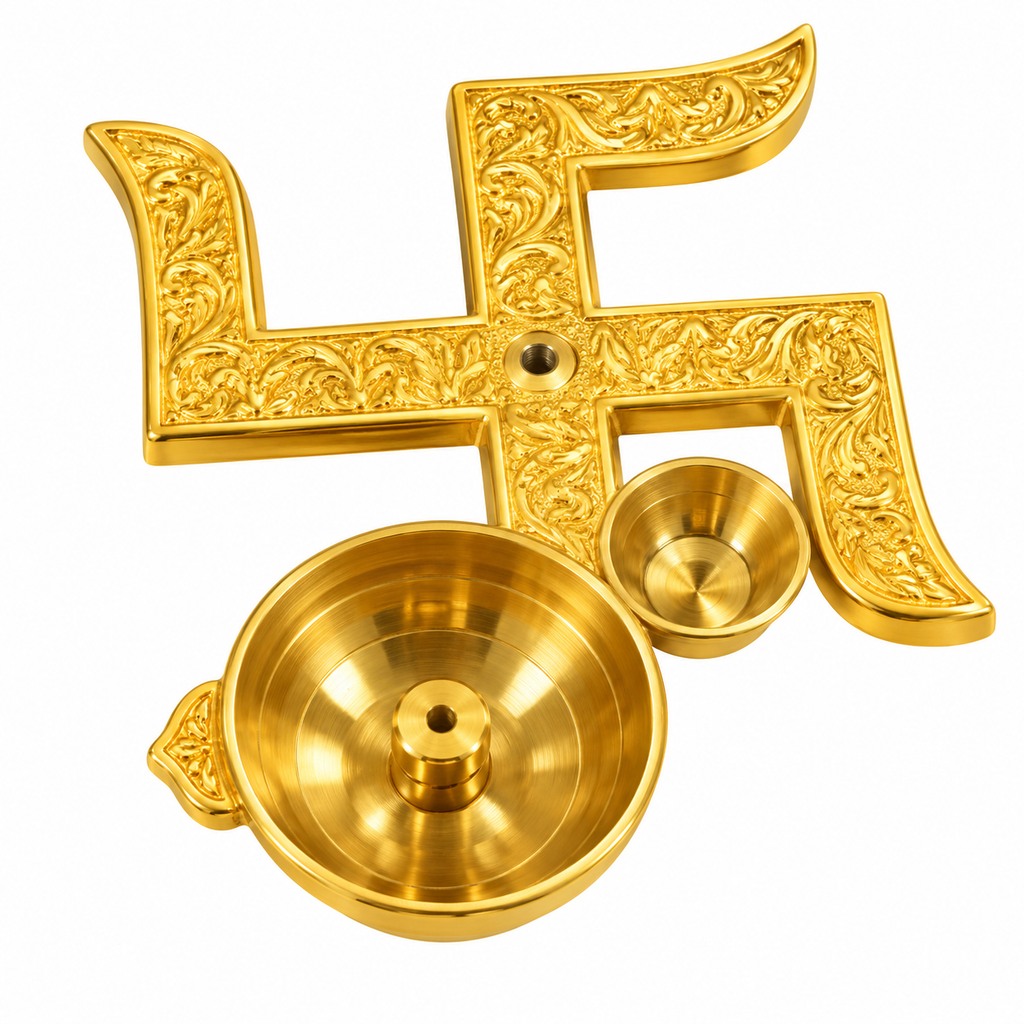 Brass Swastik Diya Stand