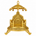 Premium Gold Plated Laddu Gopal Singhasan with Chatra & Bells