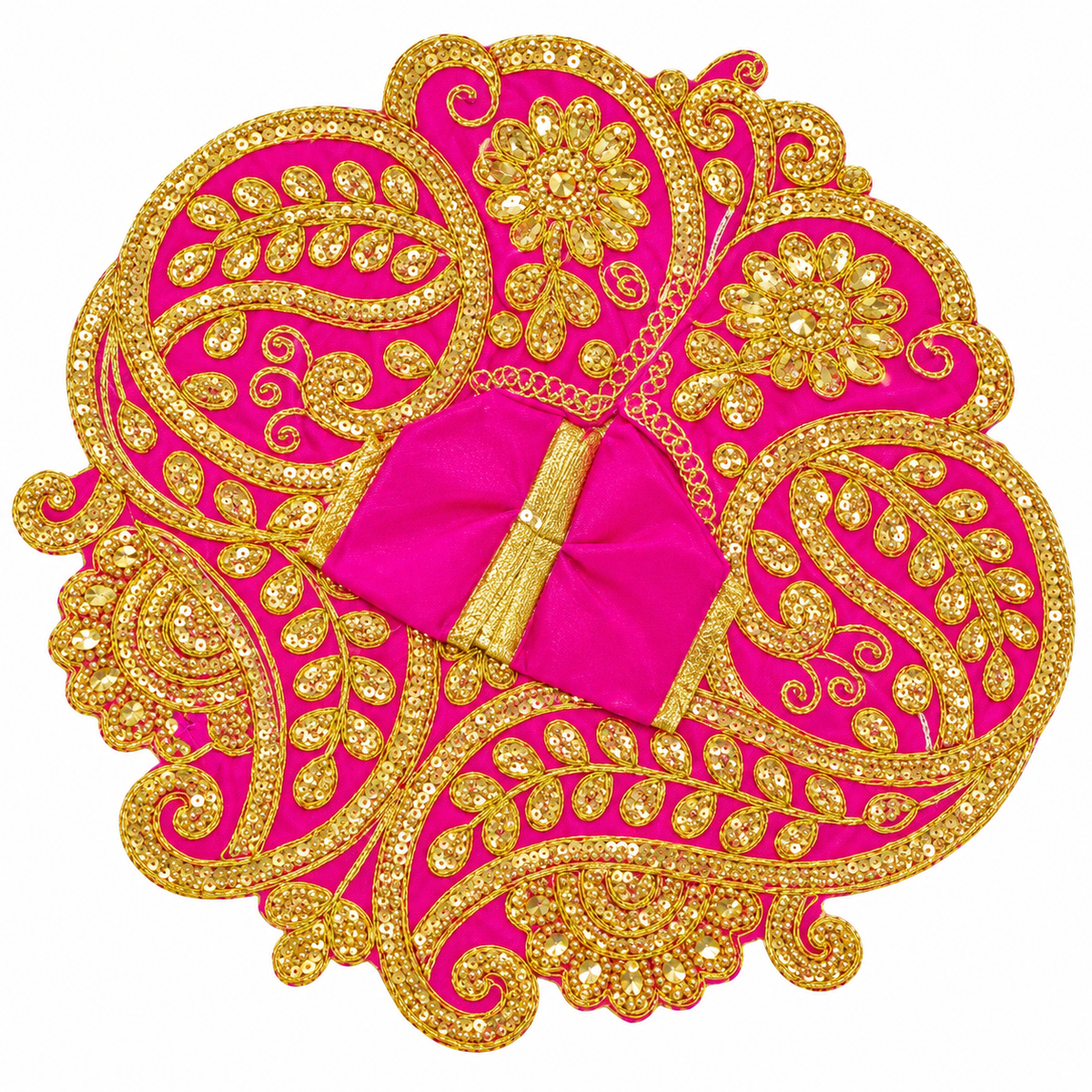 Heavy Golden Zari Work & Floral Embroidery Dress | Kanha Ji Bal Gopal Shringar Poshak