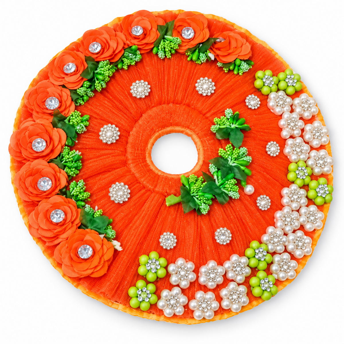 Orange Laddu Gopal Ji Designer Poshak | Beautiful Floral Rose & Pearl Work Kanha Ji Dress for Janmashtami & Daily Shringar