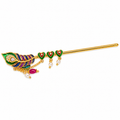 Peacock Feather Design Golden Bansuri for Laddu Gopal