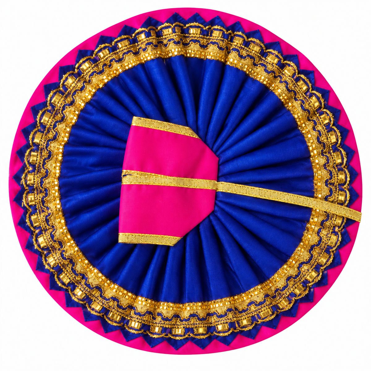 Laddu Gopal Ji Designer Blue & Pink Dress with Golden Lace
