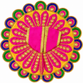Laddu Gopal Ji Pink Designer Poshak with Peacock Design & Golden Work