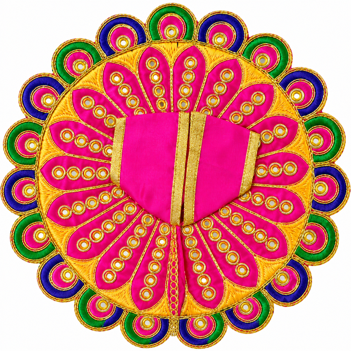 Laddu Gopal Ji Pink Designer Poshak with Peacock Design & Golden Work