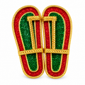 Red & Green Golden Slippers for Kanha Ji | Thakur Ji Shringar Accessories – 1 Pair