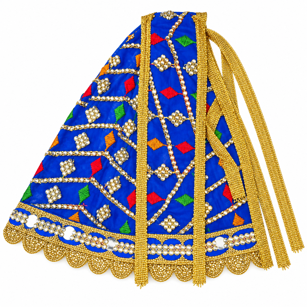 Beautiful Stone Work & Golden Lace Dress for Kanha Ji | Bal Gopal Shringar Dress