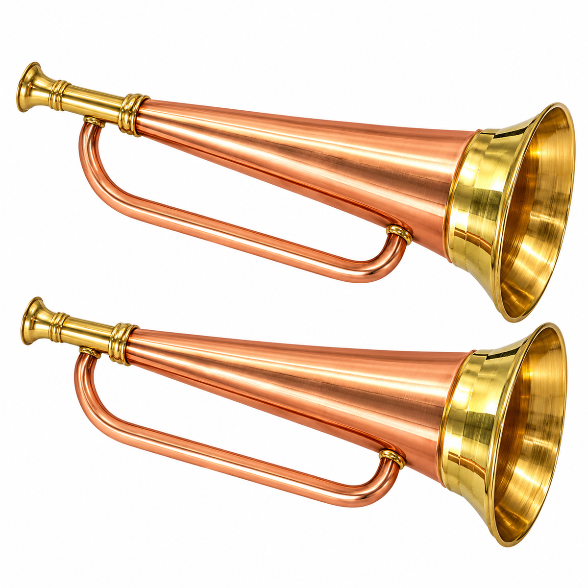 Premium Copper & Brass Bugle Horn Set of 2 |