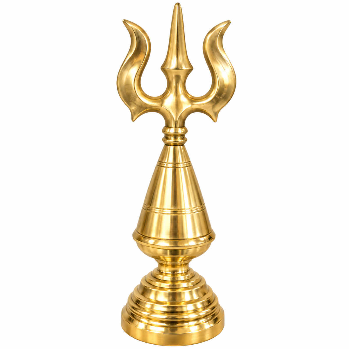 Golden Brass Trishul with Stand | Lord Shiva Trident | Ujwal Brass Store