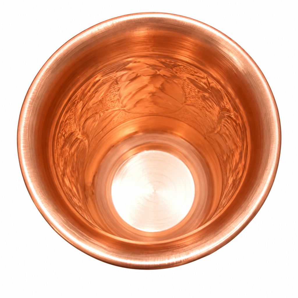 Pure Copper Designer Glass with Floral Embossed Design