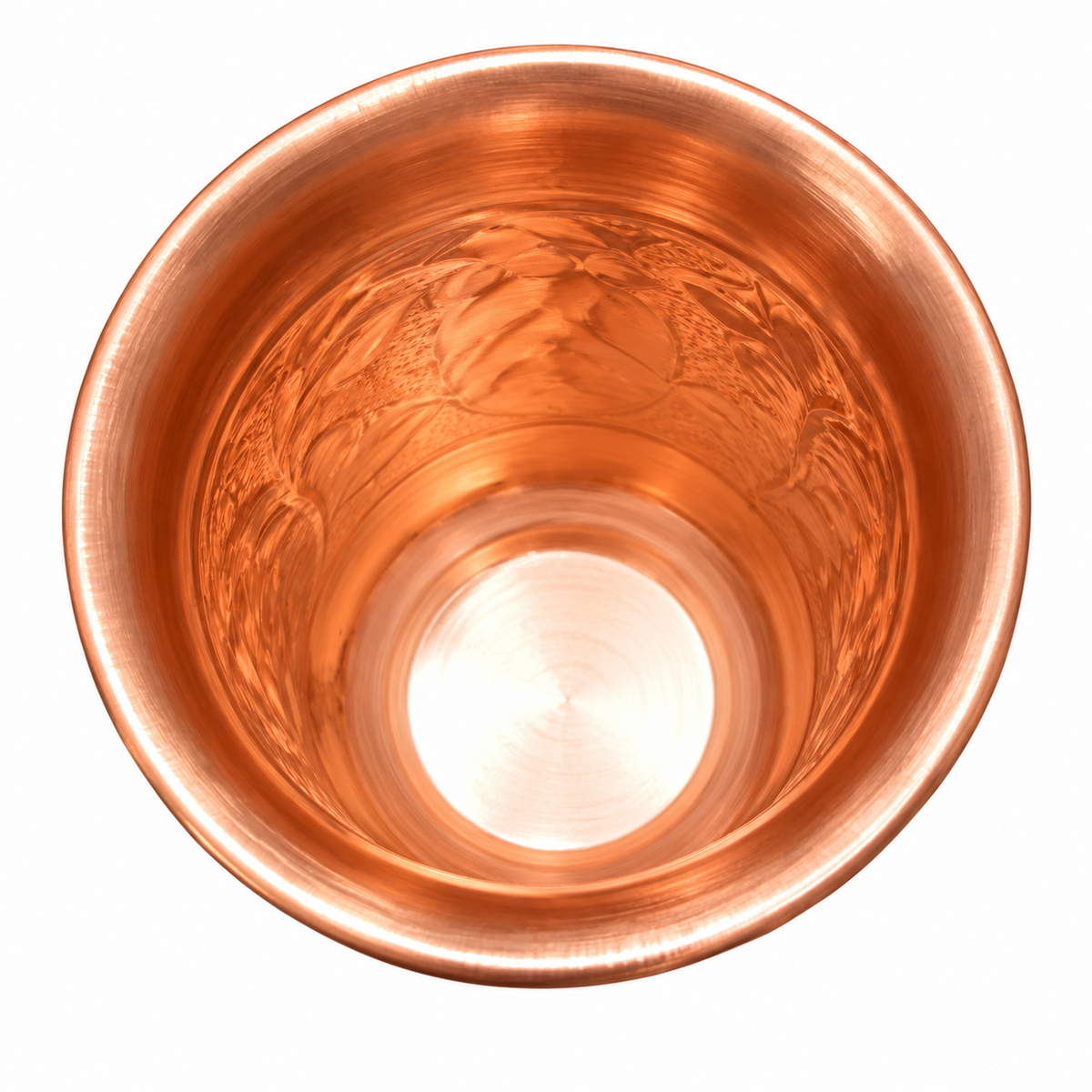 Pure Copper Designer Glass with Floral Embossed Design
