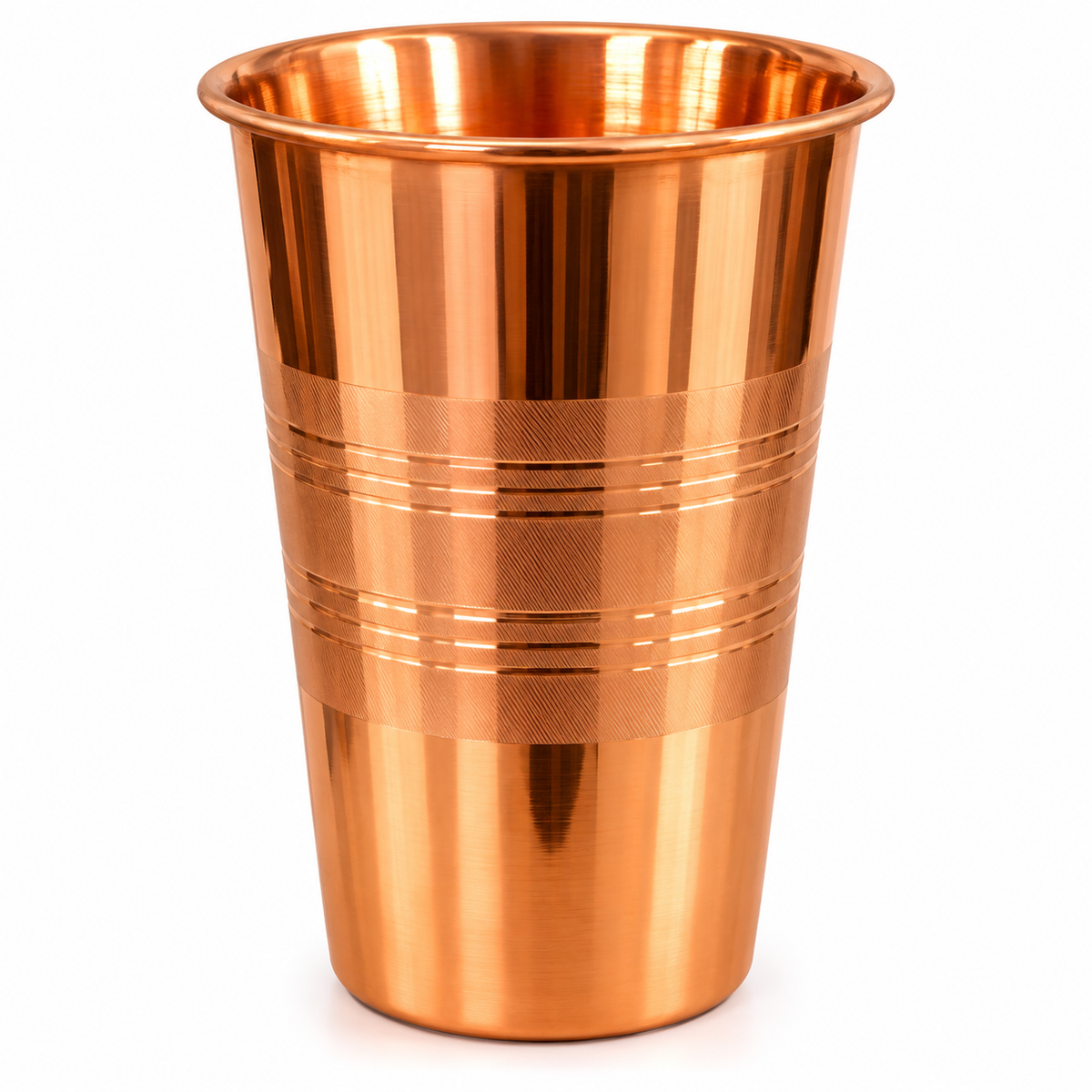 Traditional Copper Tumbler with Designer Lines