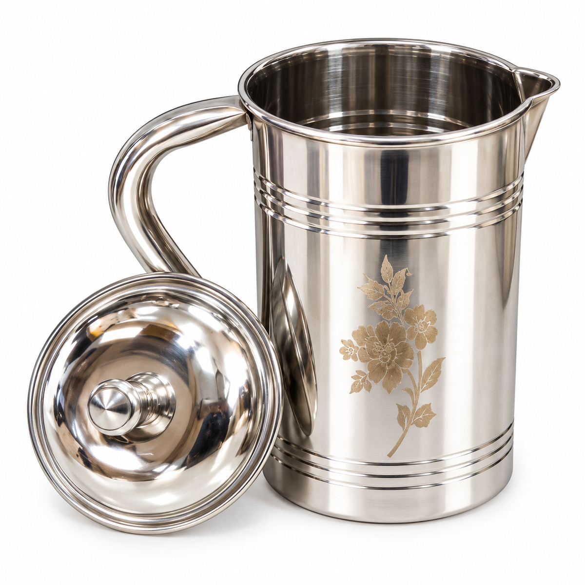 Premium Stainless Steel Water Jug with Lid & Handle Water Pitcher for Home, Kitchen & Dining 390g