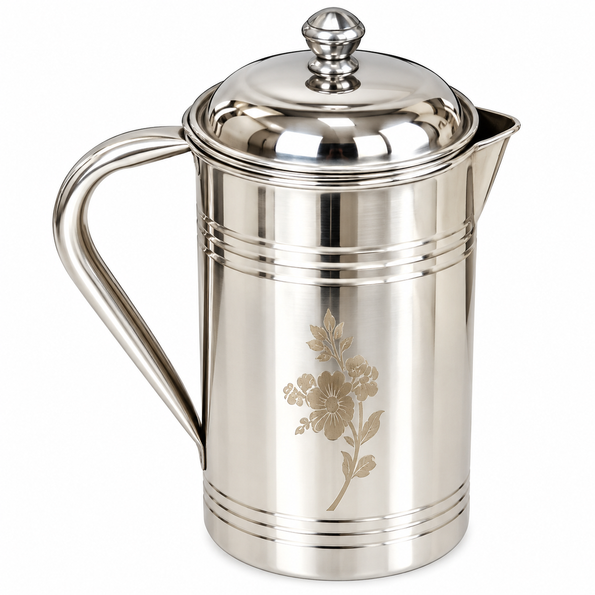 Premium Stainless Steel Water Jug with Lid & Handle Water Pitcher for Home, Kitchen & Dining 390g