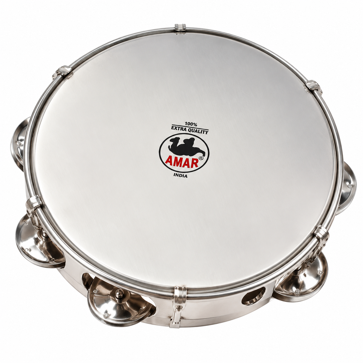 Traditional Musical Tambourine with Metal Jingles